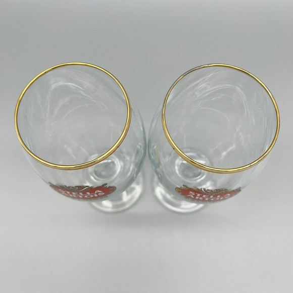 Stella Artois Chalice Beer Glasses Gold Rim 33cl  Set of 2 Barware Man Cave 1 - Picture 5 of 11